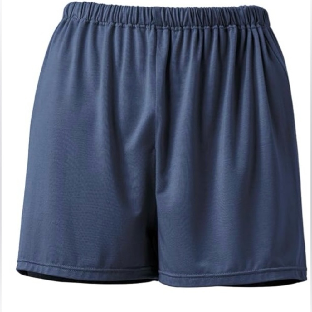 Classic Navy Blue Elastic-Waist Sleep Shorts